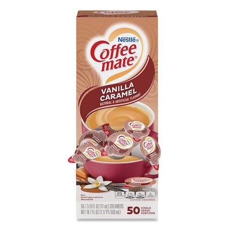 Coffee Mate Liquid Coffee Creamer, Vanilla Caramel, 0.38 oz Mini Cups, 50PK 12182156